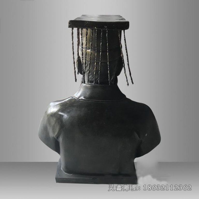 黄帝雕塑，玻璃钢仿铜古代人物胸像 (3)