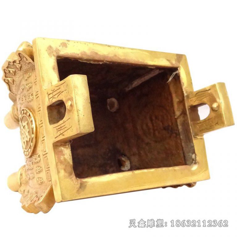 南昌黄铜方鼎抽象景观铜雕