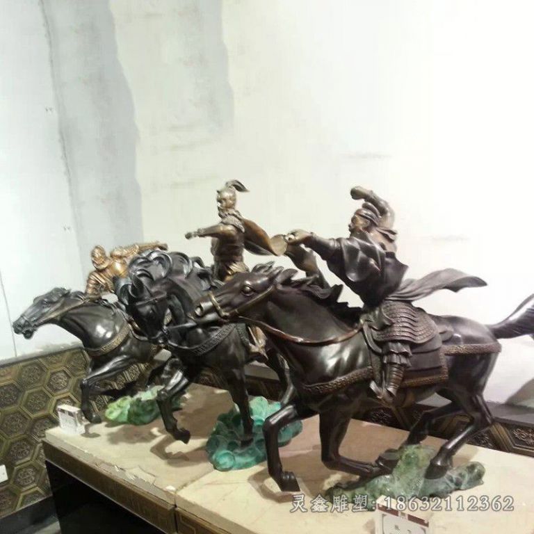 赣州古代人物骑马标志铜雕