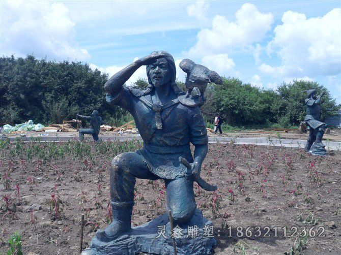萍乡青铜古人瞭望景观铜雕