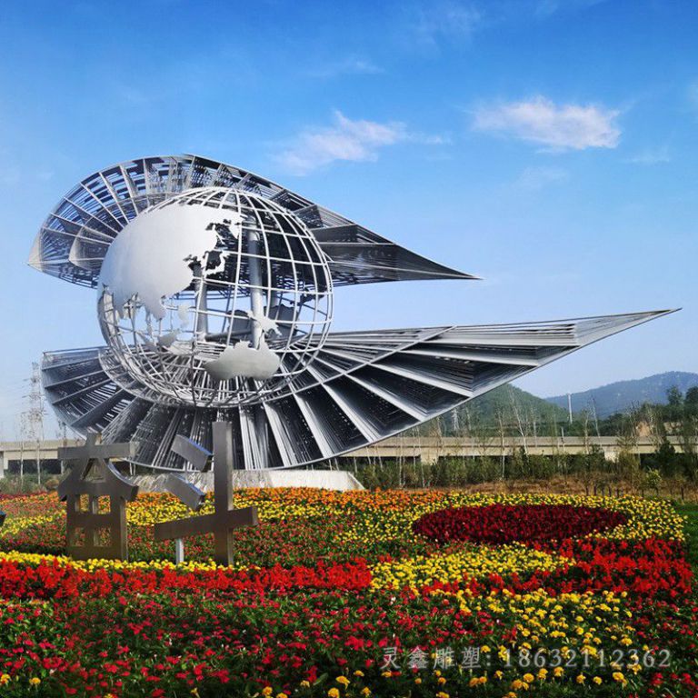 景德镇镂空眼睛标志不锈钢雕塑