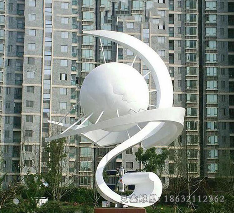 鹰潭白色球不锈钢景观雕塑