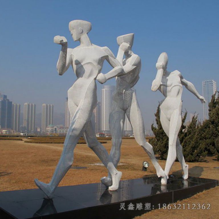 南昌不锈钢几何竞走人物雕塑