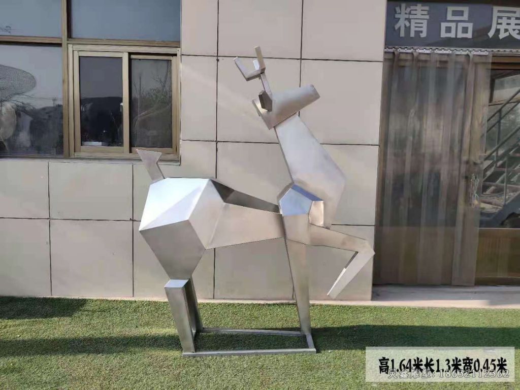 南昌不锈钢几何鹿动物雕塑