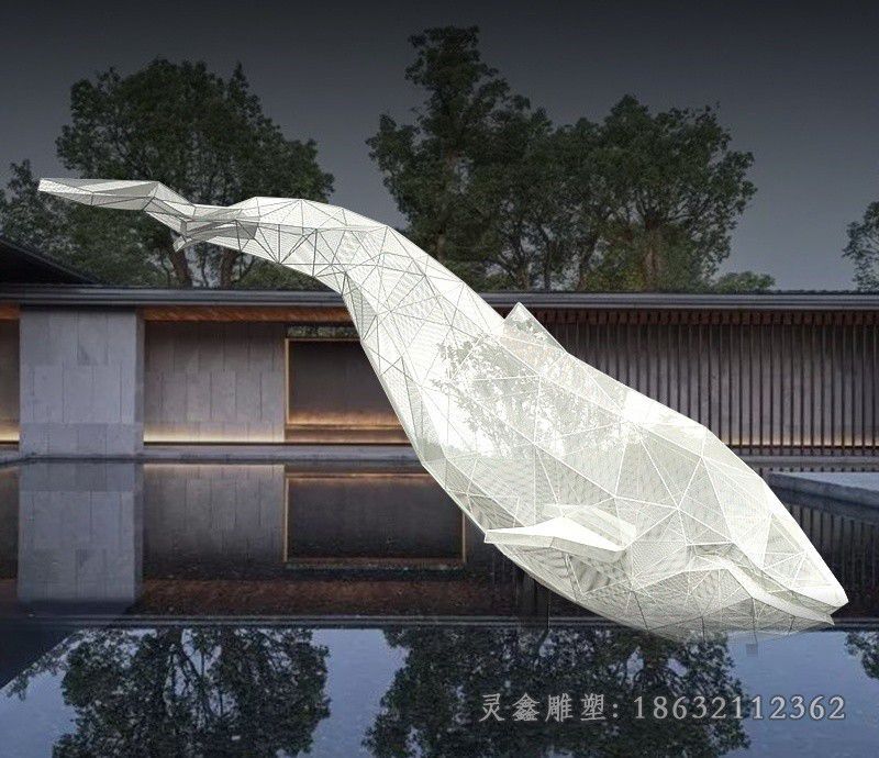 吉安不锈钢几何海豚抽象雕塑