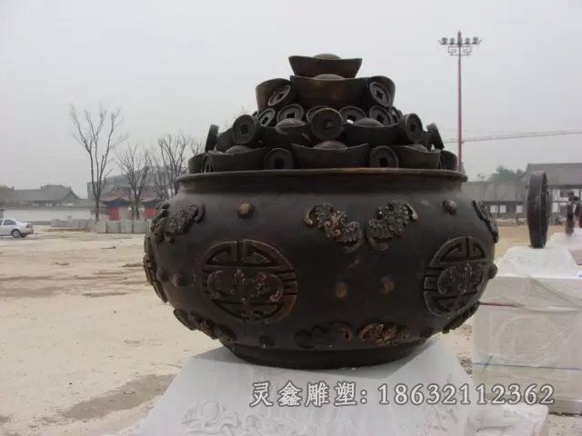 九江聚宝盆抽象标志铜雕