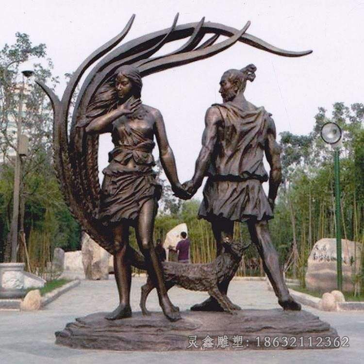 萍乡园林景观古代老人铜雕