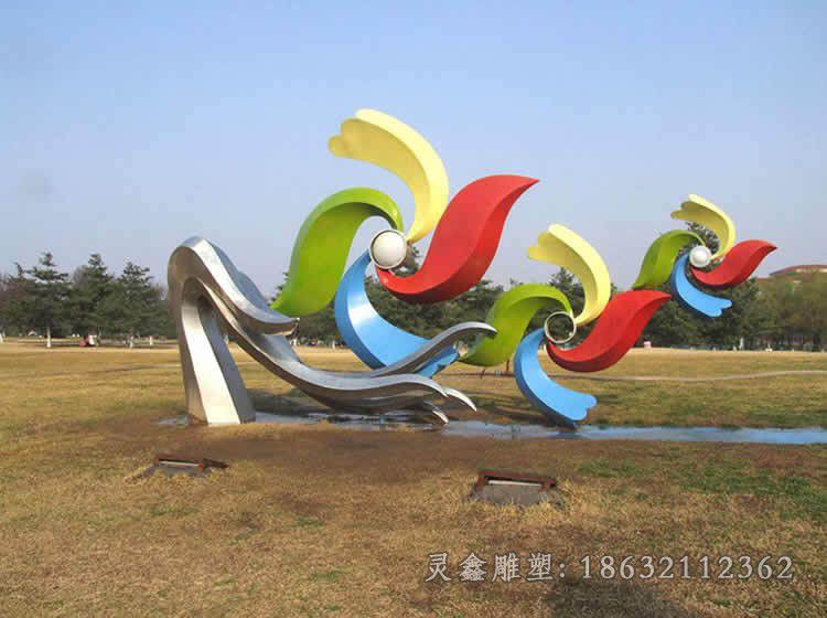鹰潭彩绘风车抽象不锈钢雕塑