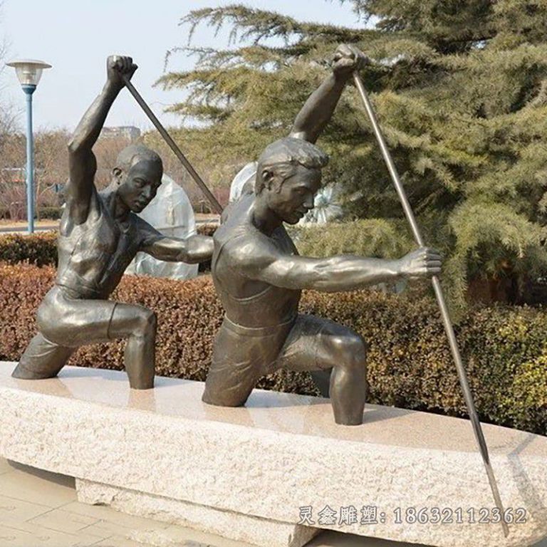 南昌划船人物标志景观铜雕