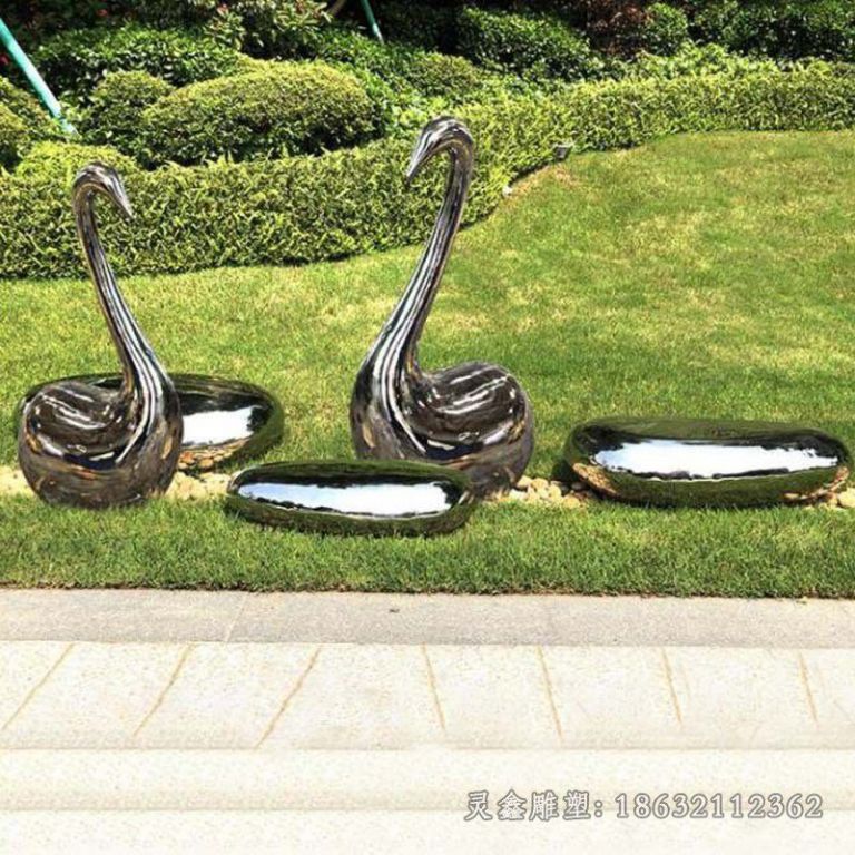 抚州镜面天鹅不锈钢标志雕塑