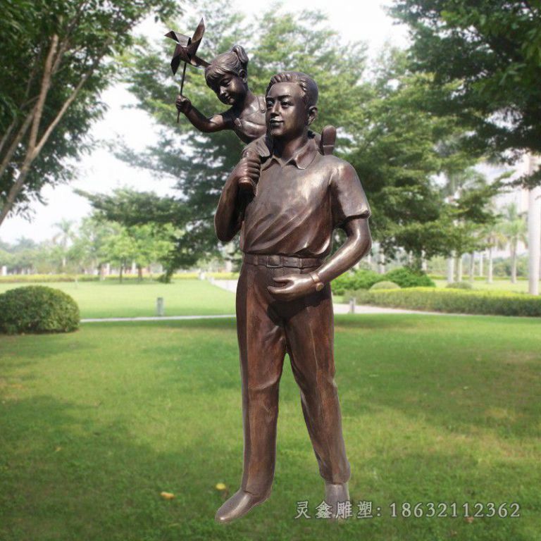 景德镇逛街人物标志景观铜雕