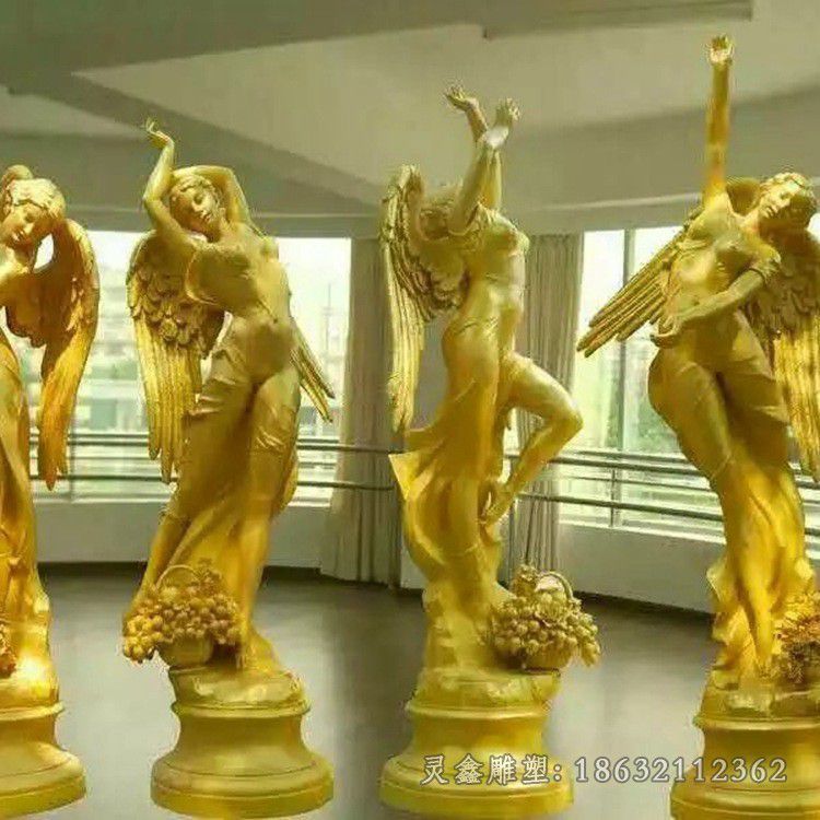 赣州金色四季女神人物铜雕