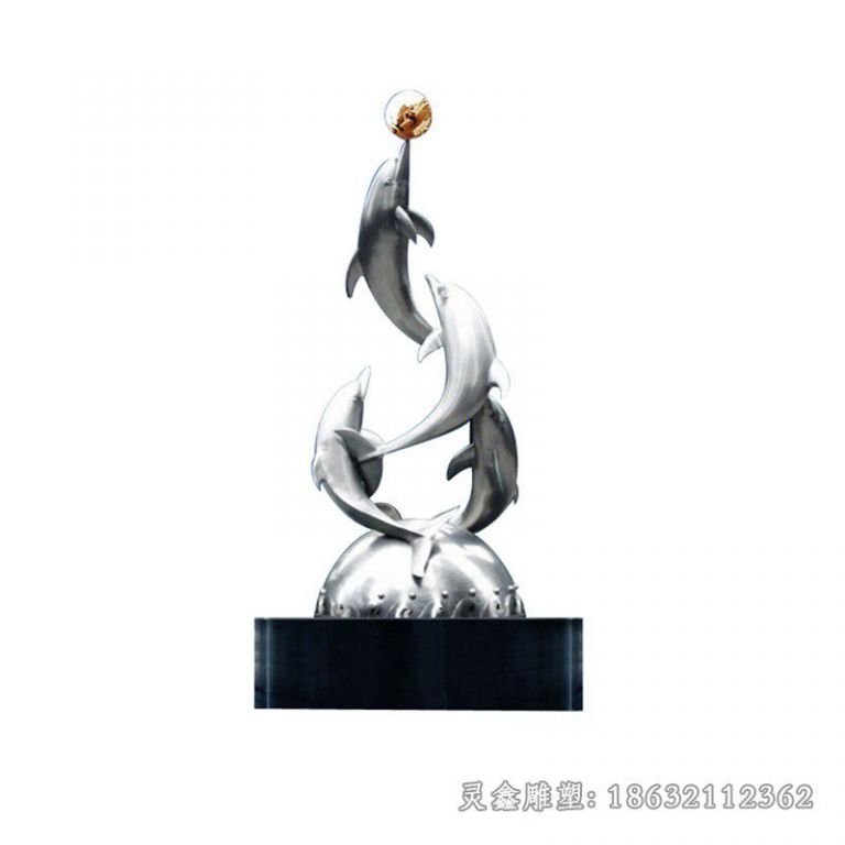 宜春海豚戏球不锈钢景观雕塑