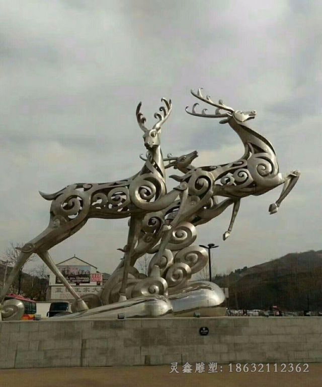 鹰潭抽象羊动物不锈钢雕塑