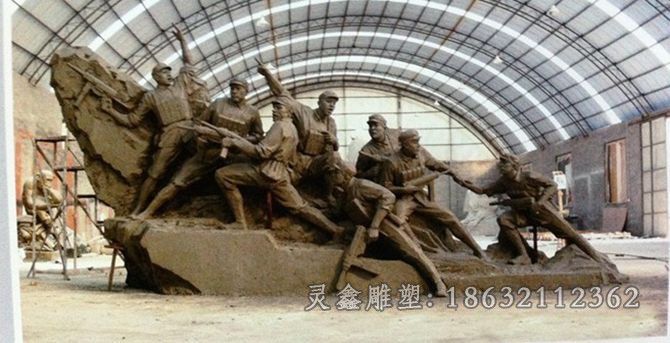 鹰潭红军打仗城市人物铜雕