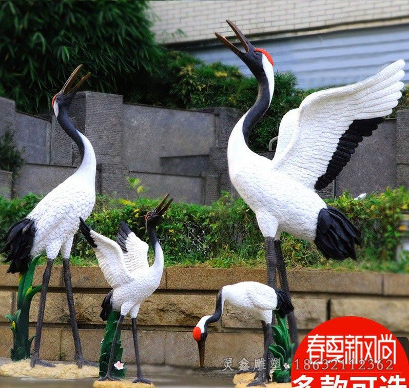 新余不锈钢群鹤标志景观雕塑