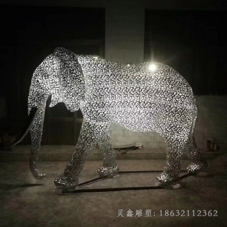 抚州镂空不锈钢大象动物雕塑
