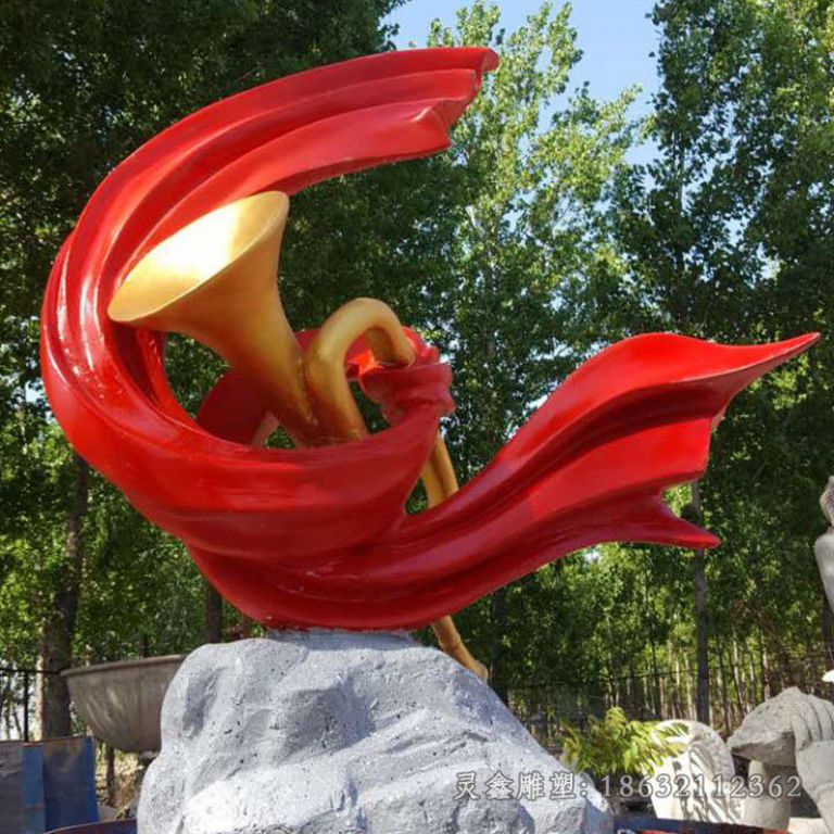 景德镇不锈钢彩绘号角景观雕塑