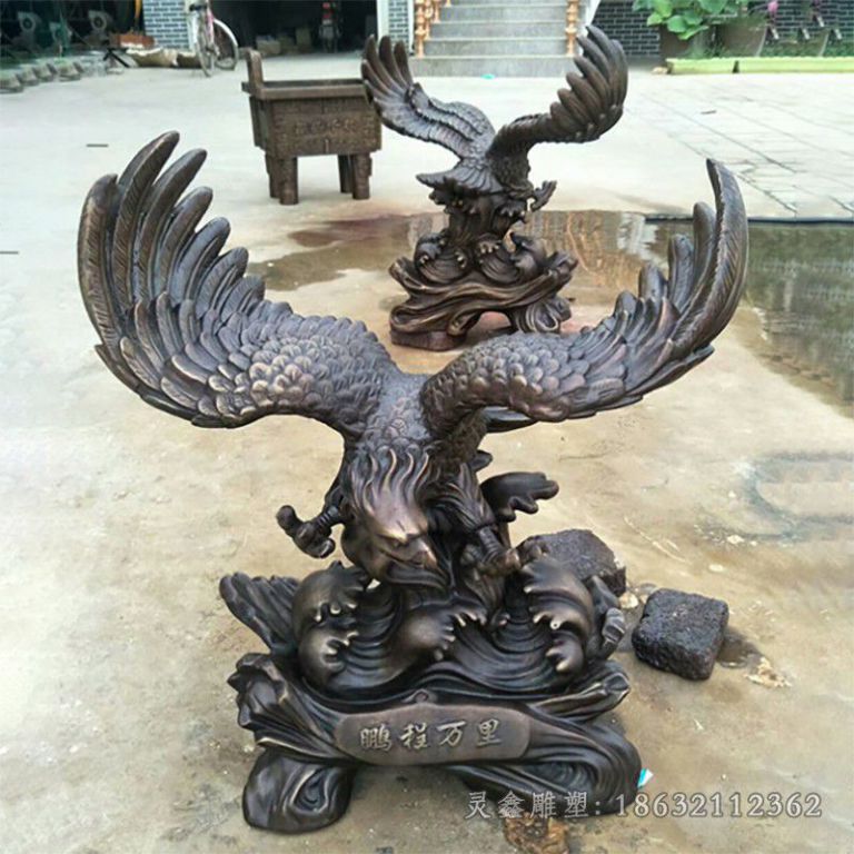 赣州抽象老鹰动物景观铜雕