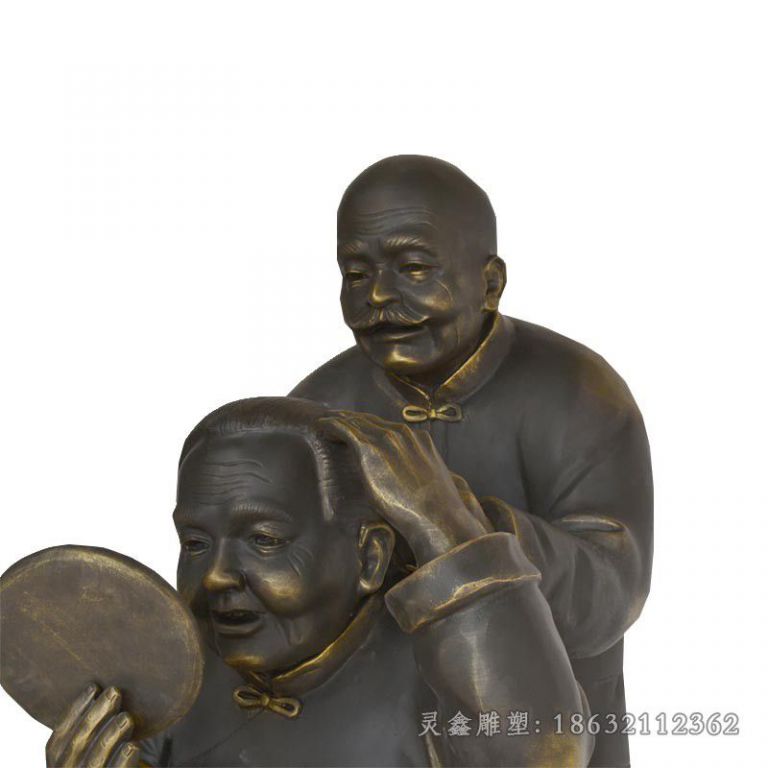 景德镇理发梳头景观铜雕