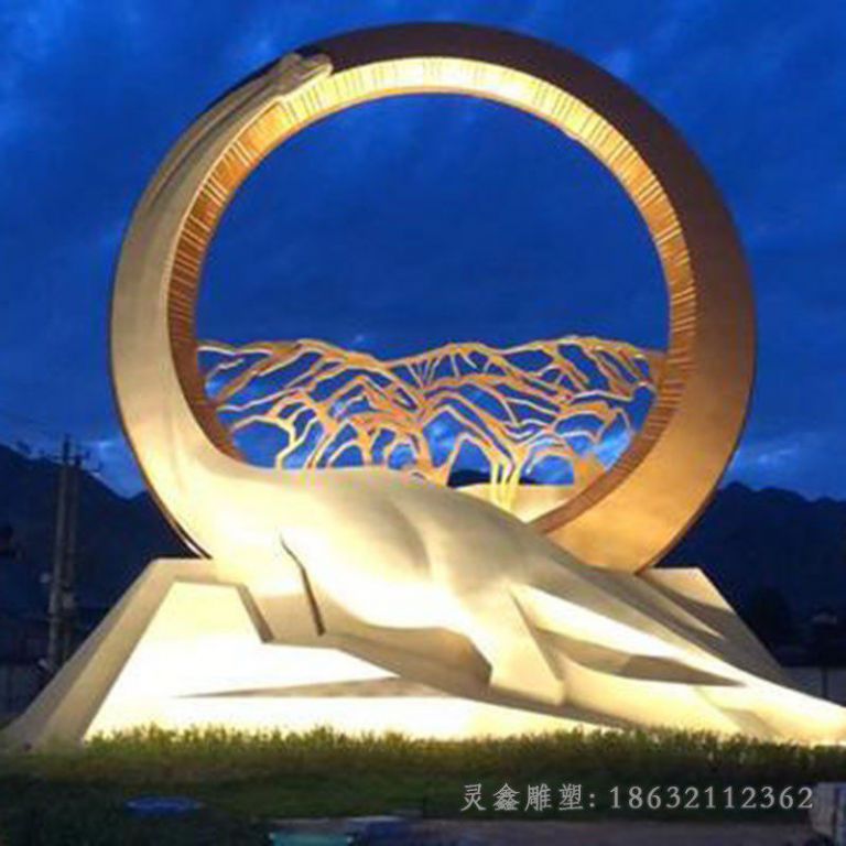 赣州不锈钢圆环发光雕塑