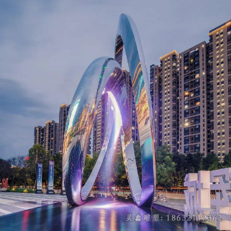 吉安不锈钢发光圆环景观雕塑