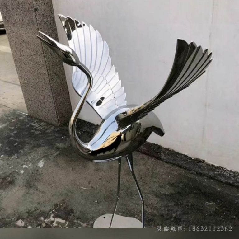 景德镇仙鹤镜面不锈钢雕塑