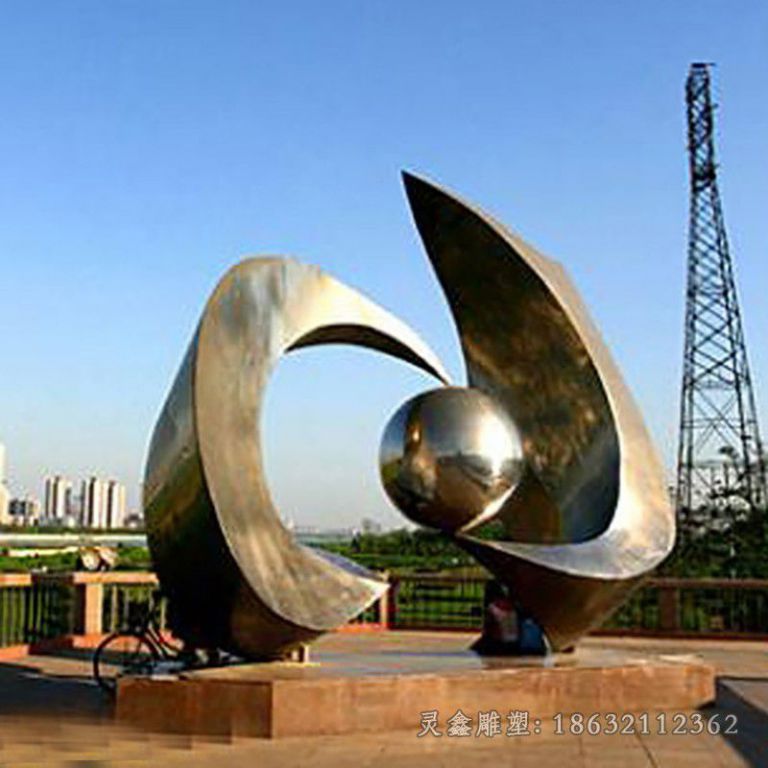 上饶镜面海浪不锈钢标志雕塑