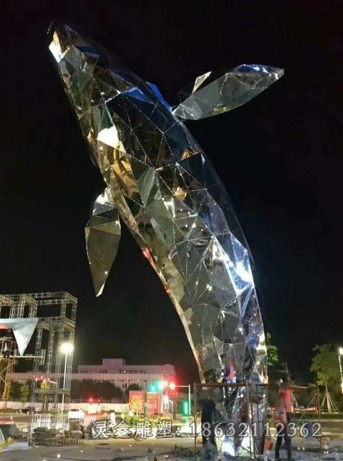 宜春几何不锈钢海豚镜面雕塑