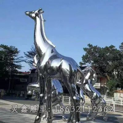 赣州镜面不锈钢长颈鹿动物雕塑