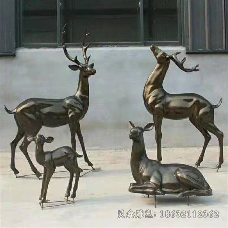 九江动物鹿景观标志铜雕