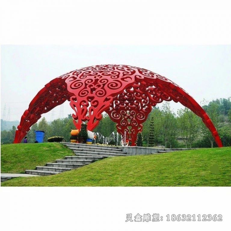 鹰潭镂空拱门不锈钢彩绘雕塑