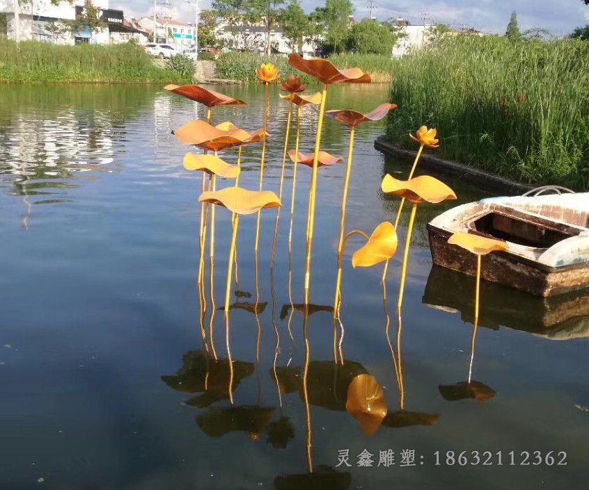 南昌不锈钢荷叶标志雕塑