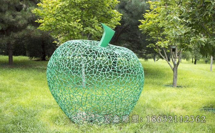萍乡不锈钢镂空苹果标志雕塑