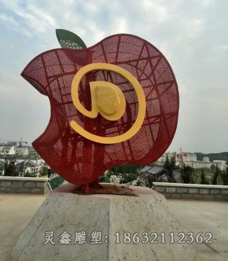 萍乡彩绘苹果抽象不锈钢雕塑