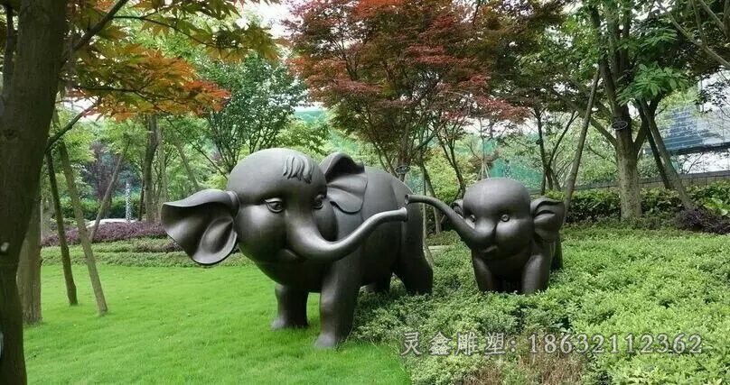 抚州母子象公园景观铜雕
