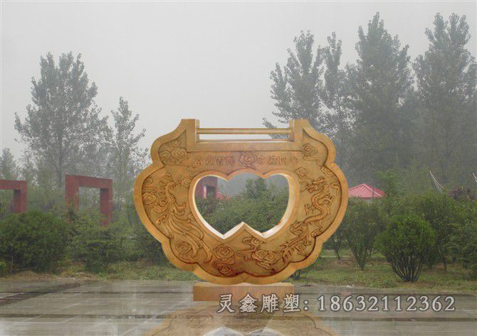 新余同心锁景观标志抽象铜雕