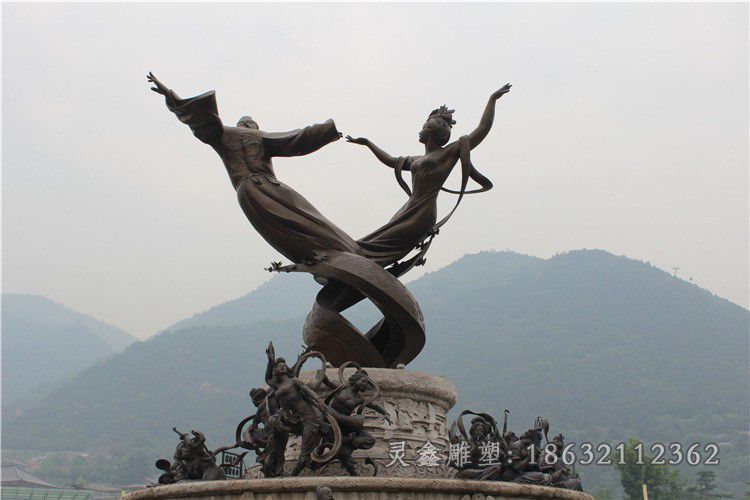 鹰潭抽象人物跳舞景观铜雕