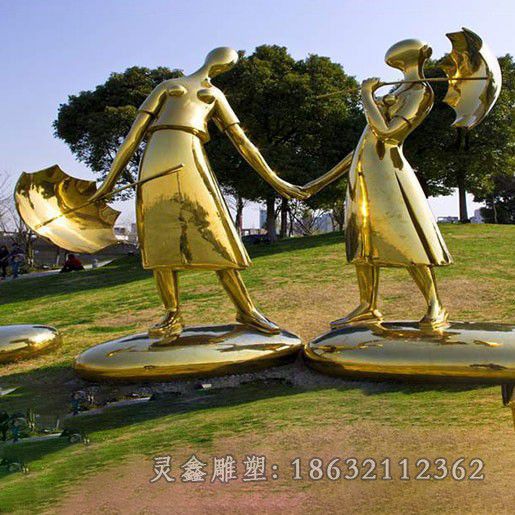 赣州镜面情侣不锈钢人物雕塑