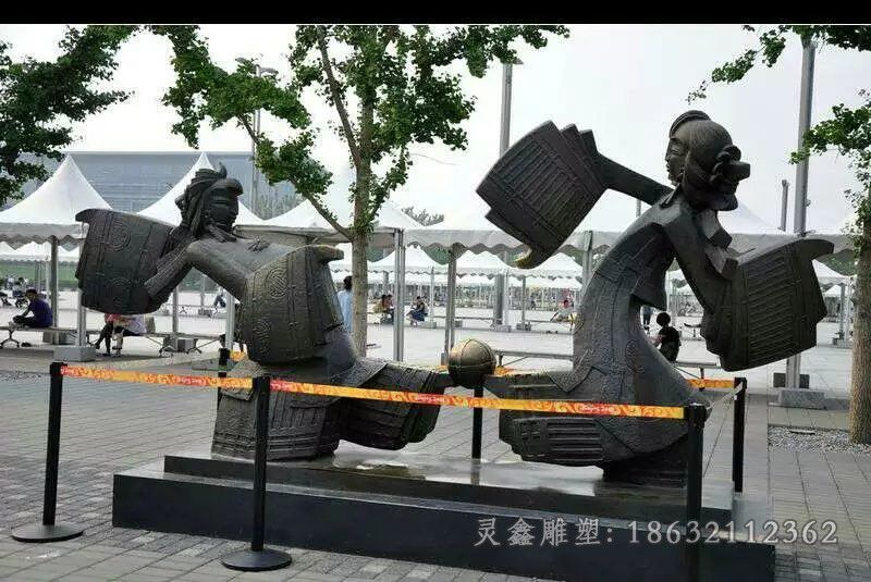 景德镇皮影戏公园人物铜雕