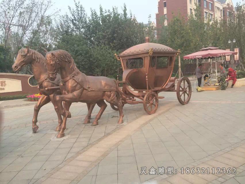 上饶古代马车标志城市铜雕