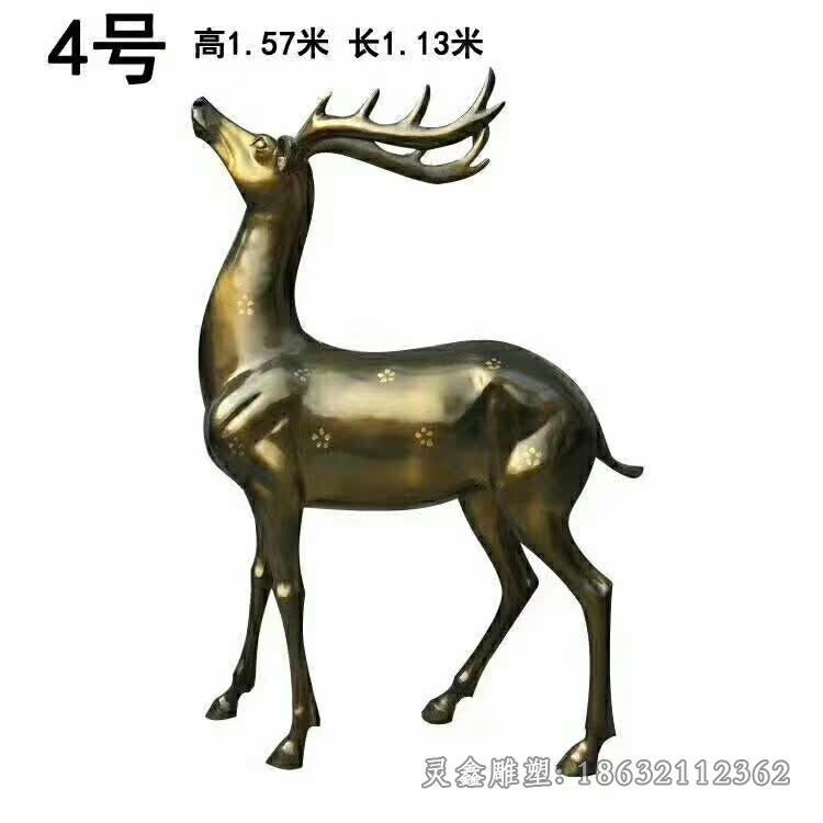 上饶叉角梅花鹿校园景观铜雕
