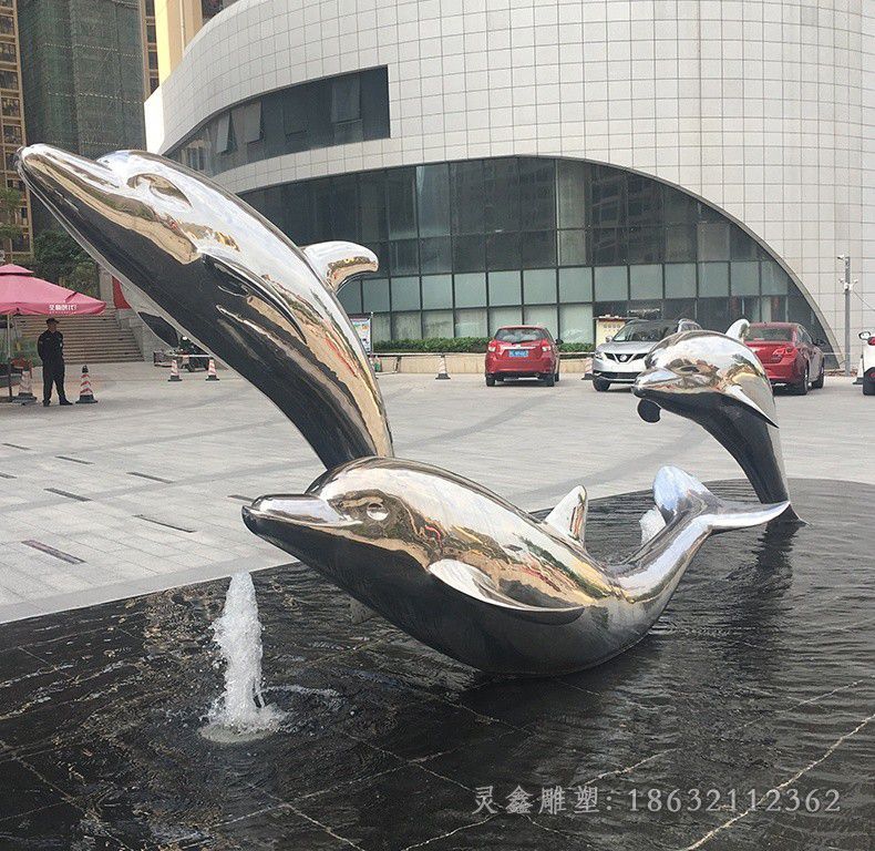 萍乡嬉戏海豚不锈钢动物雕塑