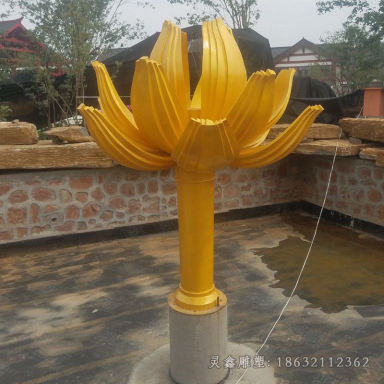 抚州金色荷花景观不锈钢雕塑