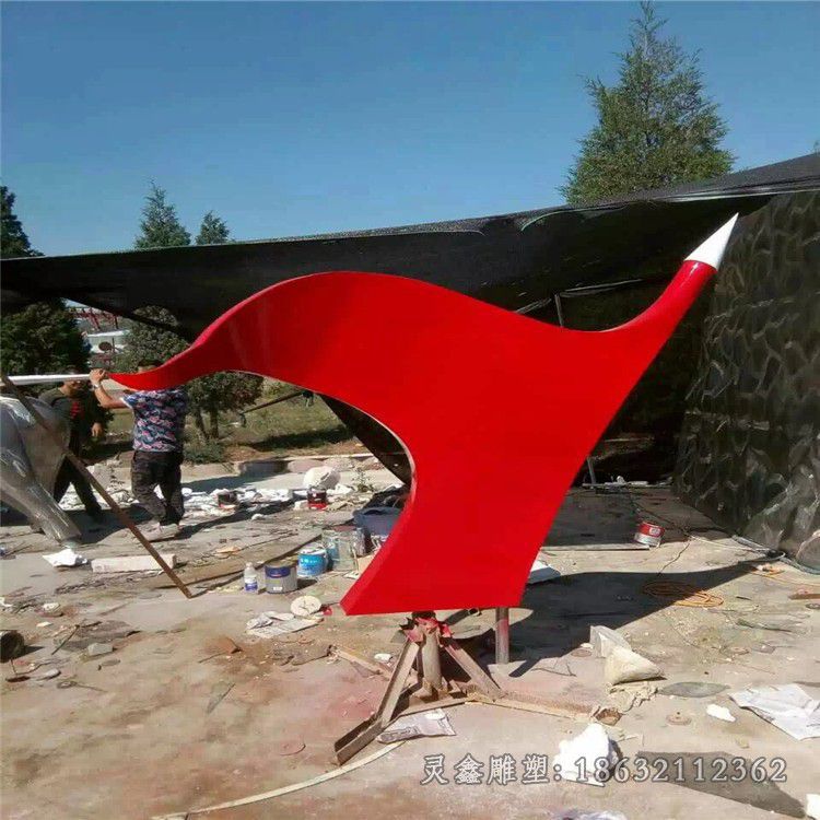 宜春抽象红旗标志不锈钢雕塑