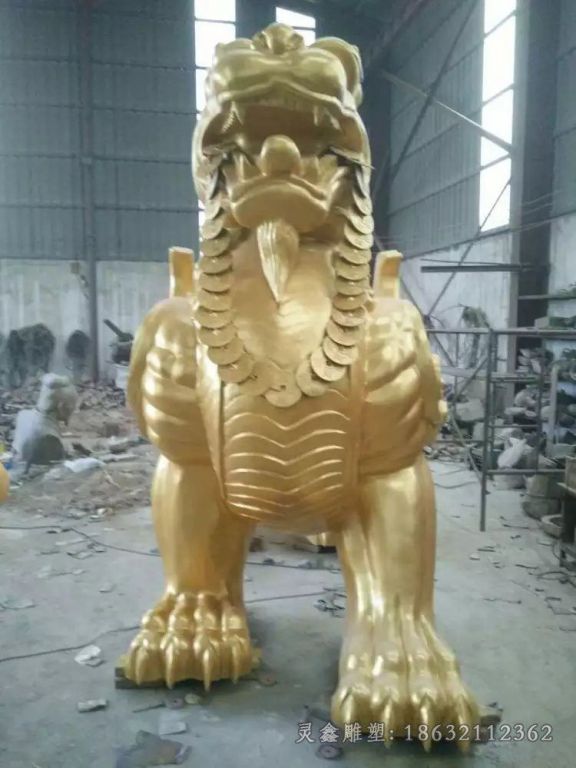 南昌金色貔貅动物标志铜雕