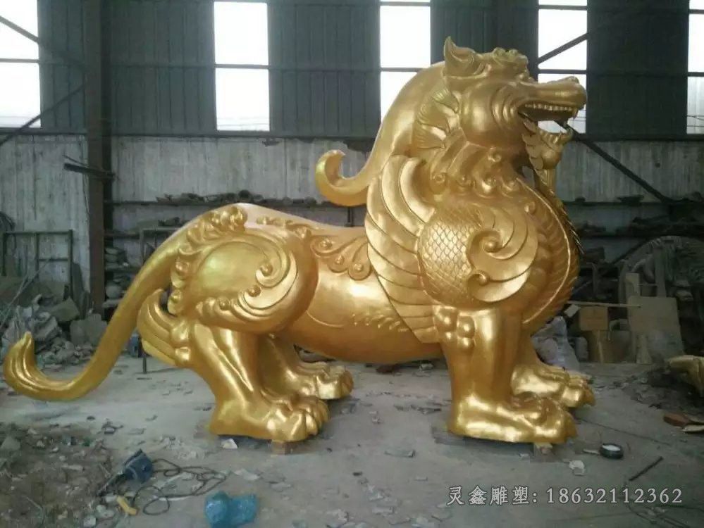 鹰潭神兽貔貅标志抽象铜雕