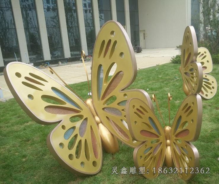 景德镇不锈钢镂空蝴蝶标志雕塑