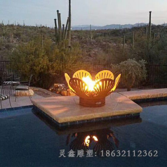 九江发光花朵不锈钢标志雕塑
