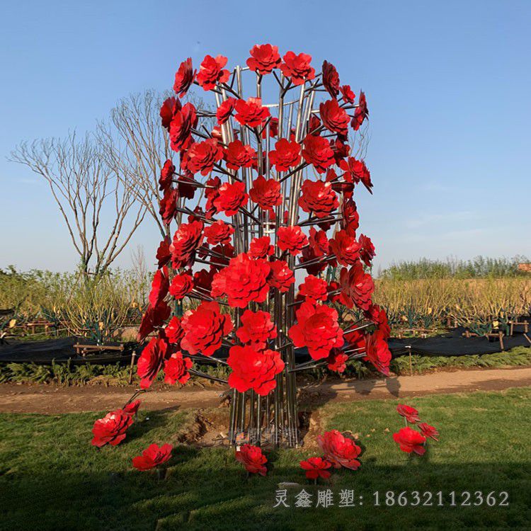 宜春彩绘不锈钢花朵标志雕塑